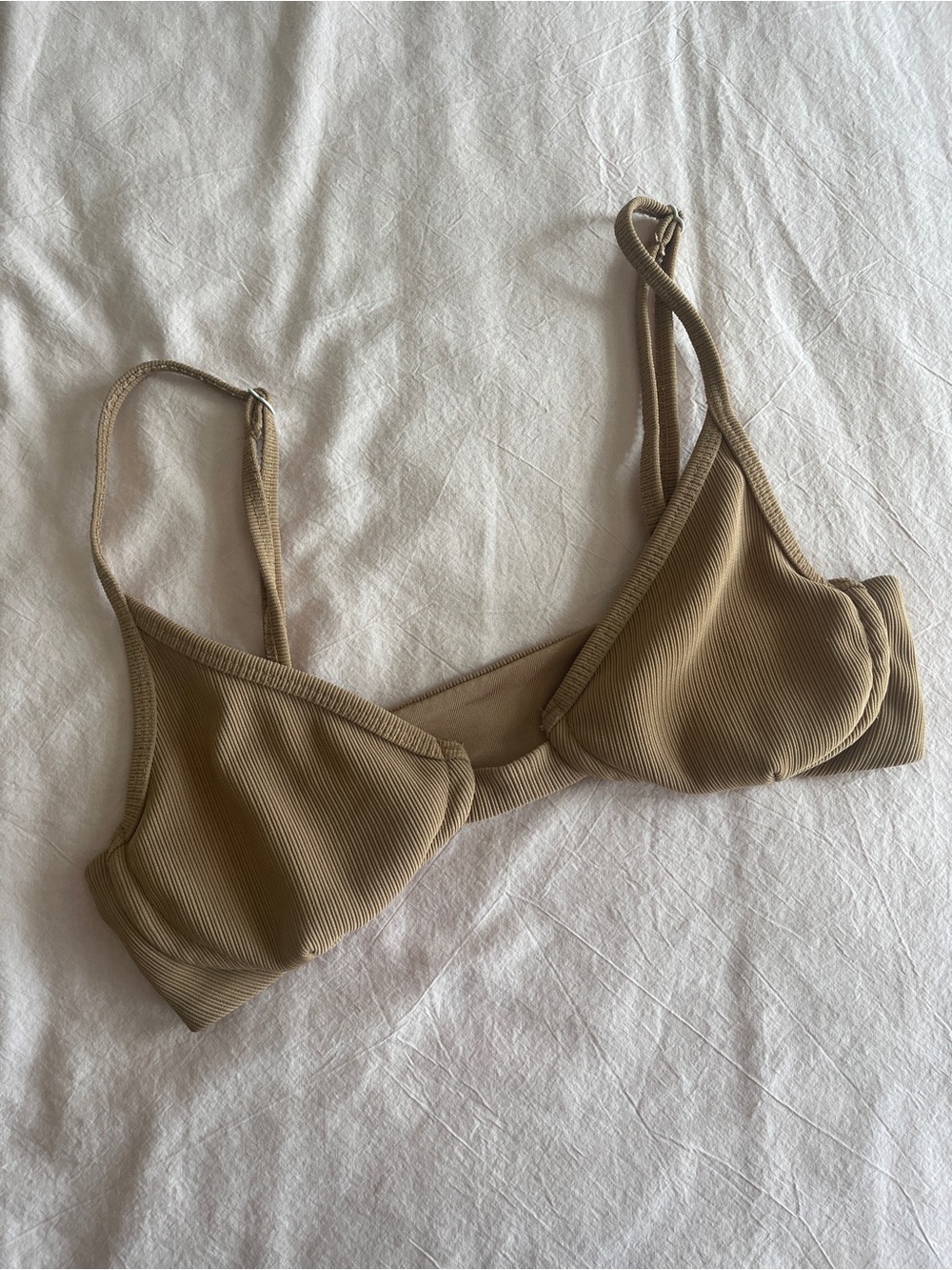 Ribbed Underwire Bikini Top — Taupe